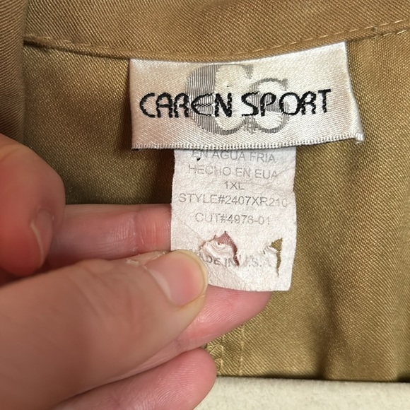 Caren Sport Patchwork Faux Suede Western Button Up Long Sleeve Shirt Top 1X - Picture 6 of 10